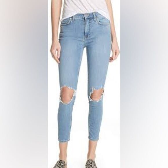 Free People Womens Busted Denim Destroyed Skinny Jeans 27 - Picture 1 of 10